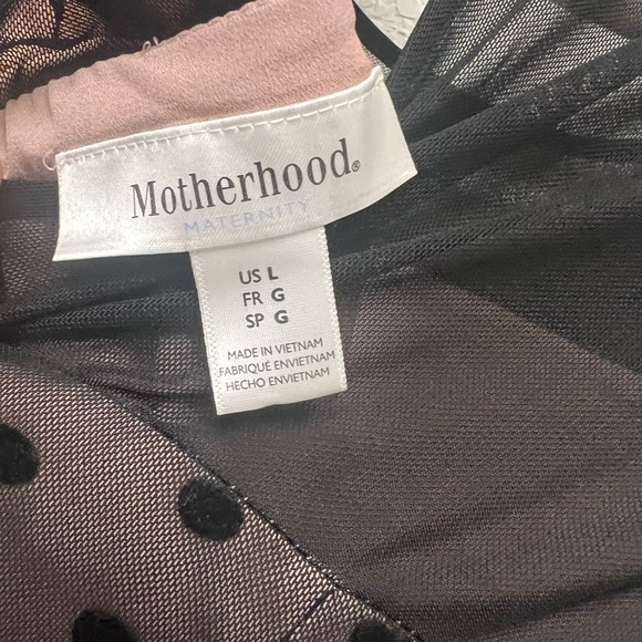 Motherhood Maternity Black Velvet Pilka Dot Sheer Sleeve Cocktail Dress L - Picture 8 of 9